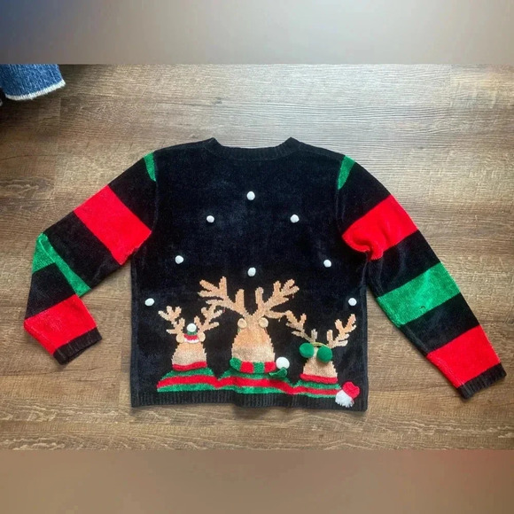 BEREK 2 vintage 90s soft chenille Christmas sweater Rudolph 3D jingles EUC sz S - Picture 7 of 16
